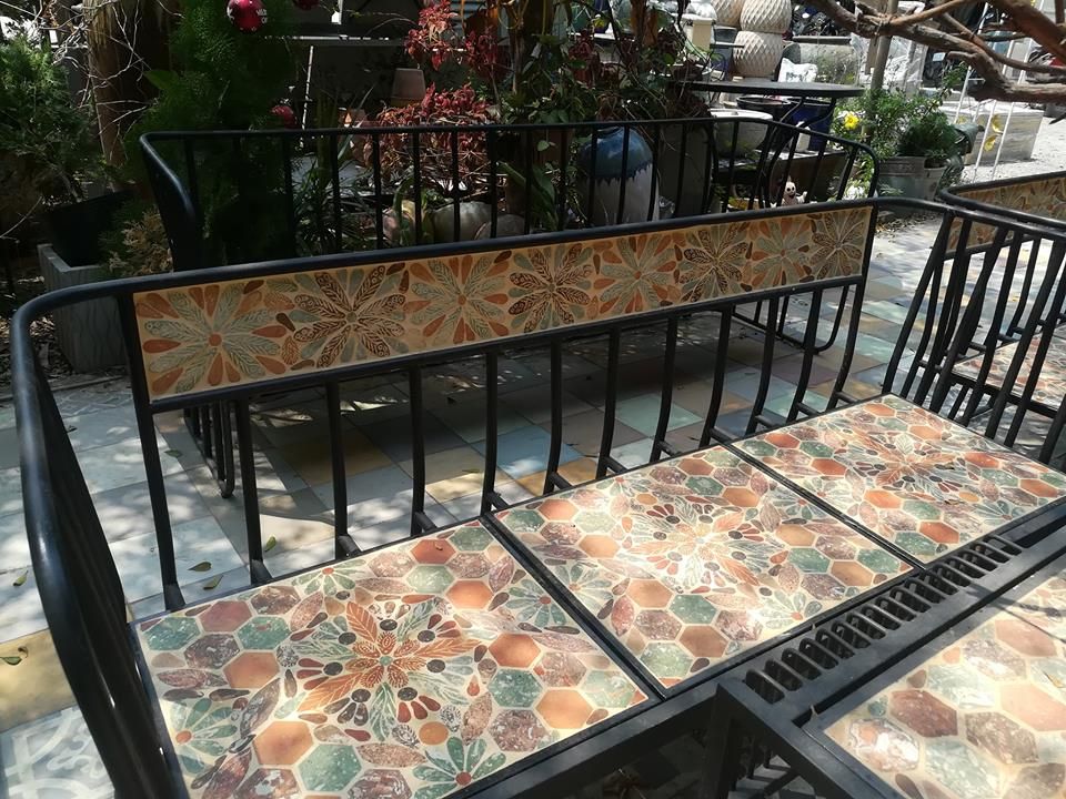 Mosaic cổ điển, ghế gốm sofa 3 chổ 135 x 45 x 35cm- 08230gl3121