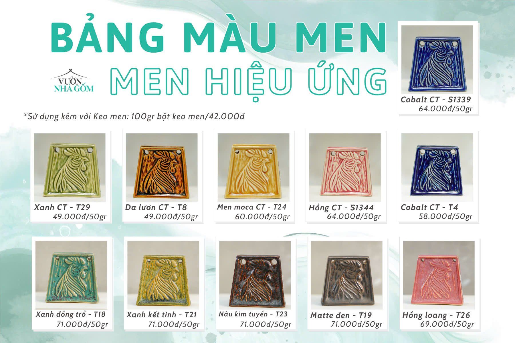 MEN, BỘ MÀU HIỆU ỨNG, MEN PHỦ GỐM