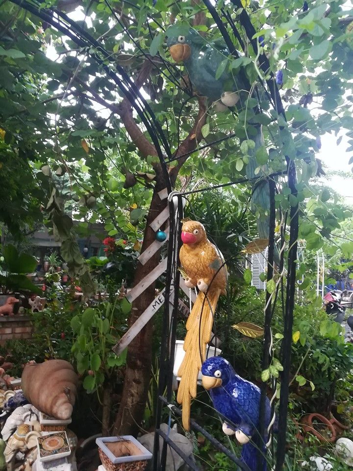 Két mỹ nghệ đuôi dài, gốm Nam bộ, D62cm