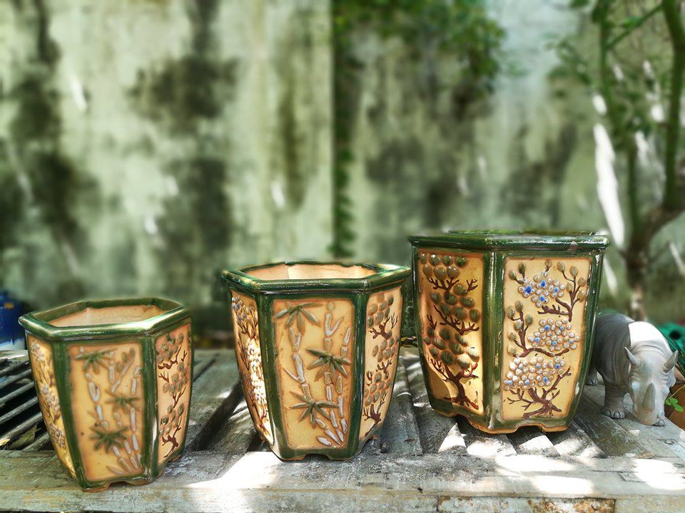 Chậu bonsai lục giác, bộ 3