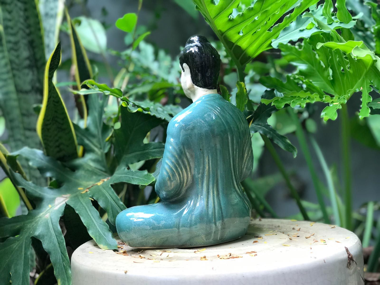 Tượng Phật Thích ca xanh đồng, R20xC15 cm