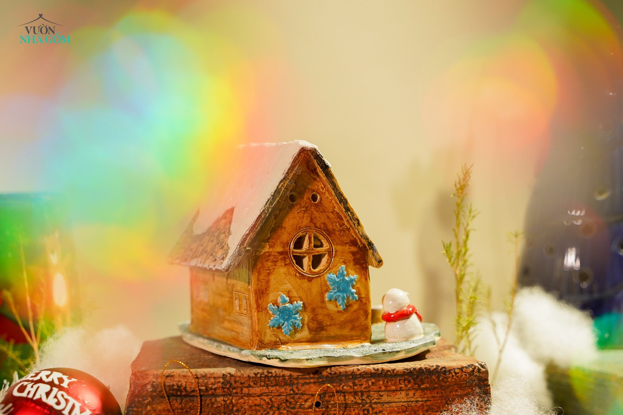 Nhà gốm Noel được thực hiện thủ công tại Vườn Nhà Gốm, H20 - H30cm