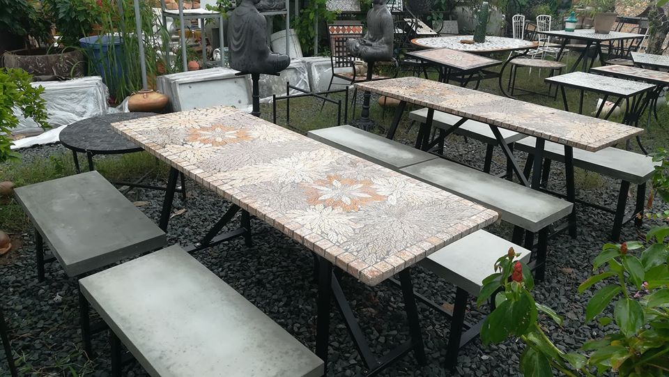 Mosaic cổ điển, bàn gốm chữ nhật, 60 x 160cm- 0822t160