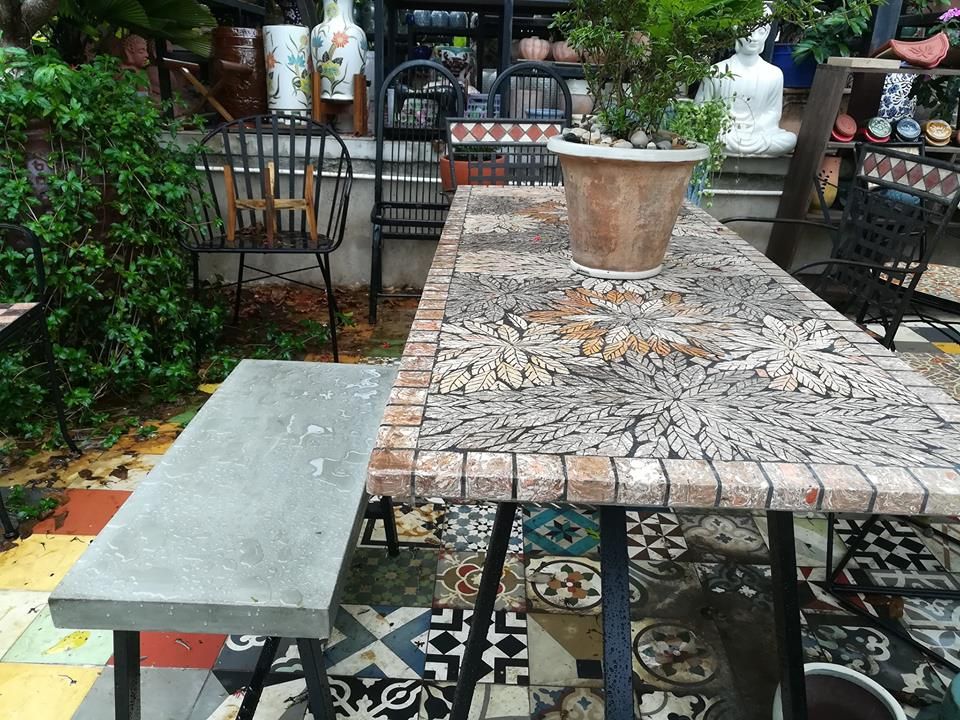 Mosaic cổ điển, bàn gốm chữ nhật, 60 x 160cm- 0822t160