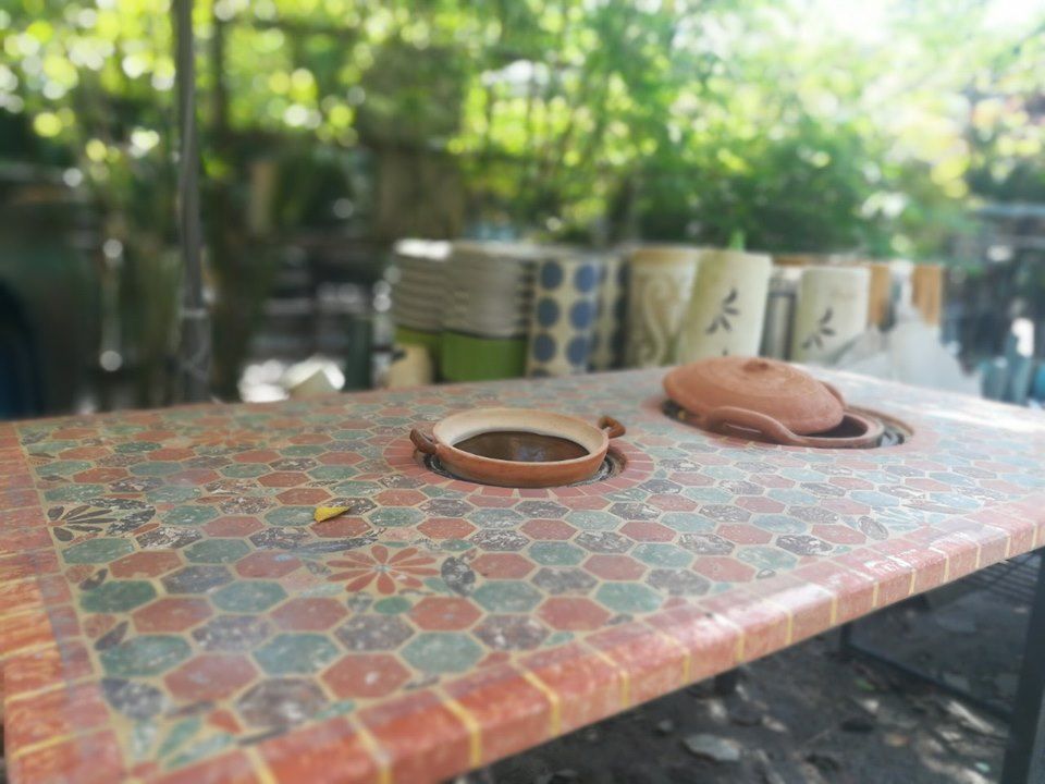 Mosaic cổ điển, Bàn gốm hot-pot, 160 x 90cm