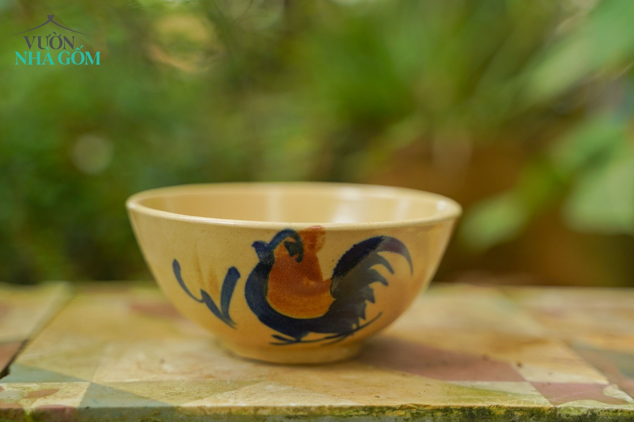 Chén cơm vẽ tay họa tiết con gà, chén bát Lái Thiêu, R12xC5,5cm- SP002546