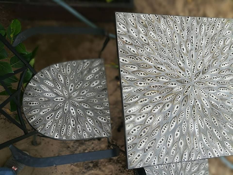 Mosaic hiện đại, bàn gốm vuông, R60 cm