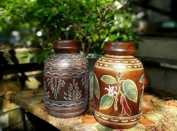 Bình vuốt tay miệng đấu, họa tiết mùa hoa dầu bay, H24 cm
