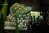  Cá chép men xanh đồng trổ bông, cá gốm mỹ nghệ chạm lọng thủ công, gốm Nam Bộ, D30 x C35cm 