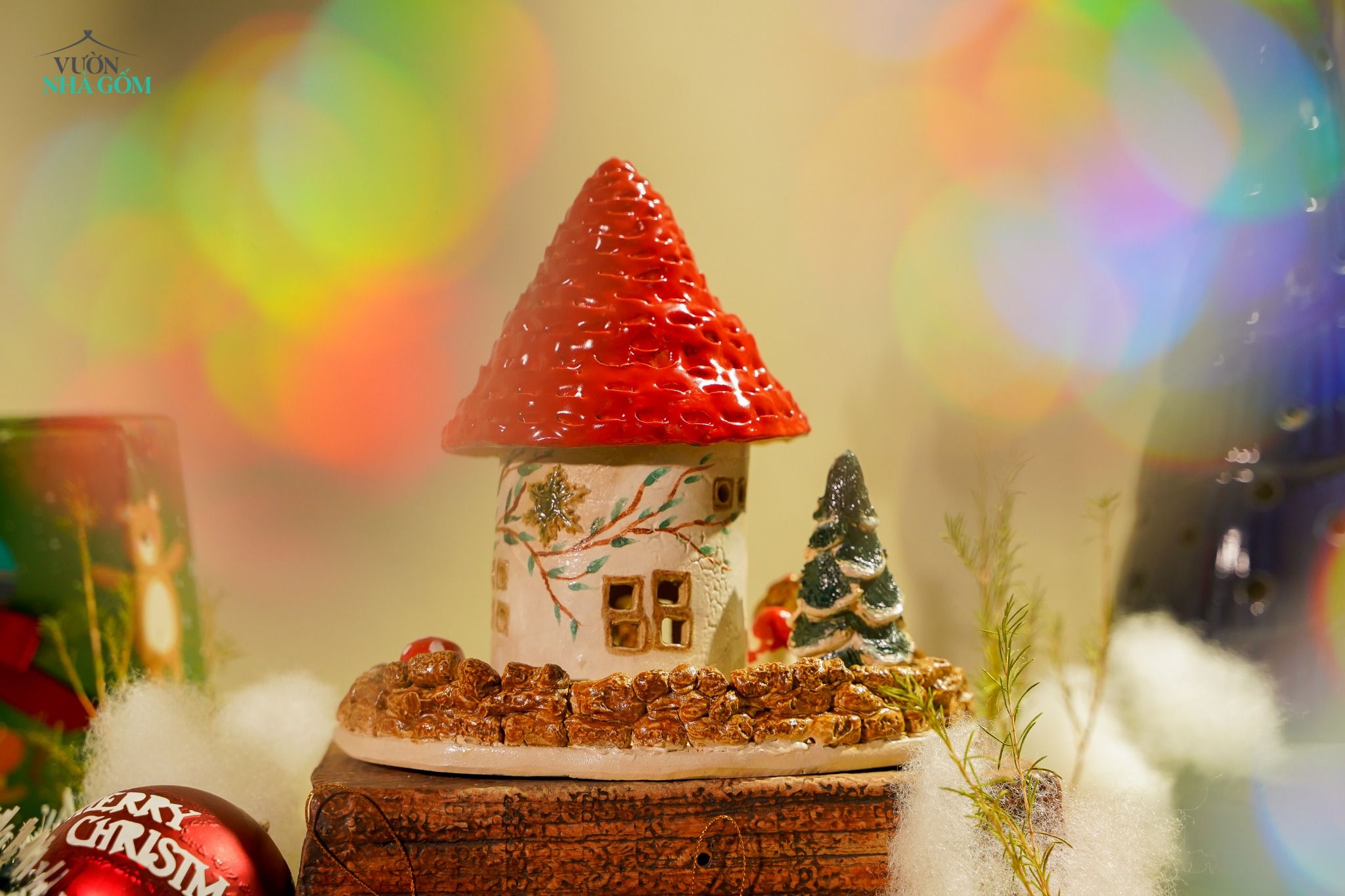 Nhà gốm Noel được thực hiện thủ công tại Vườn Nhà Gốm, H20 - H30cm