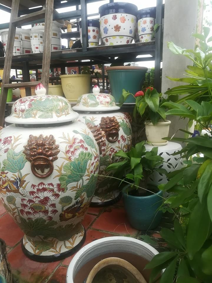 Chóe Uyên ương Hồ sen, gốm mỹ nghệ Nam Bộ, H85cm