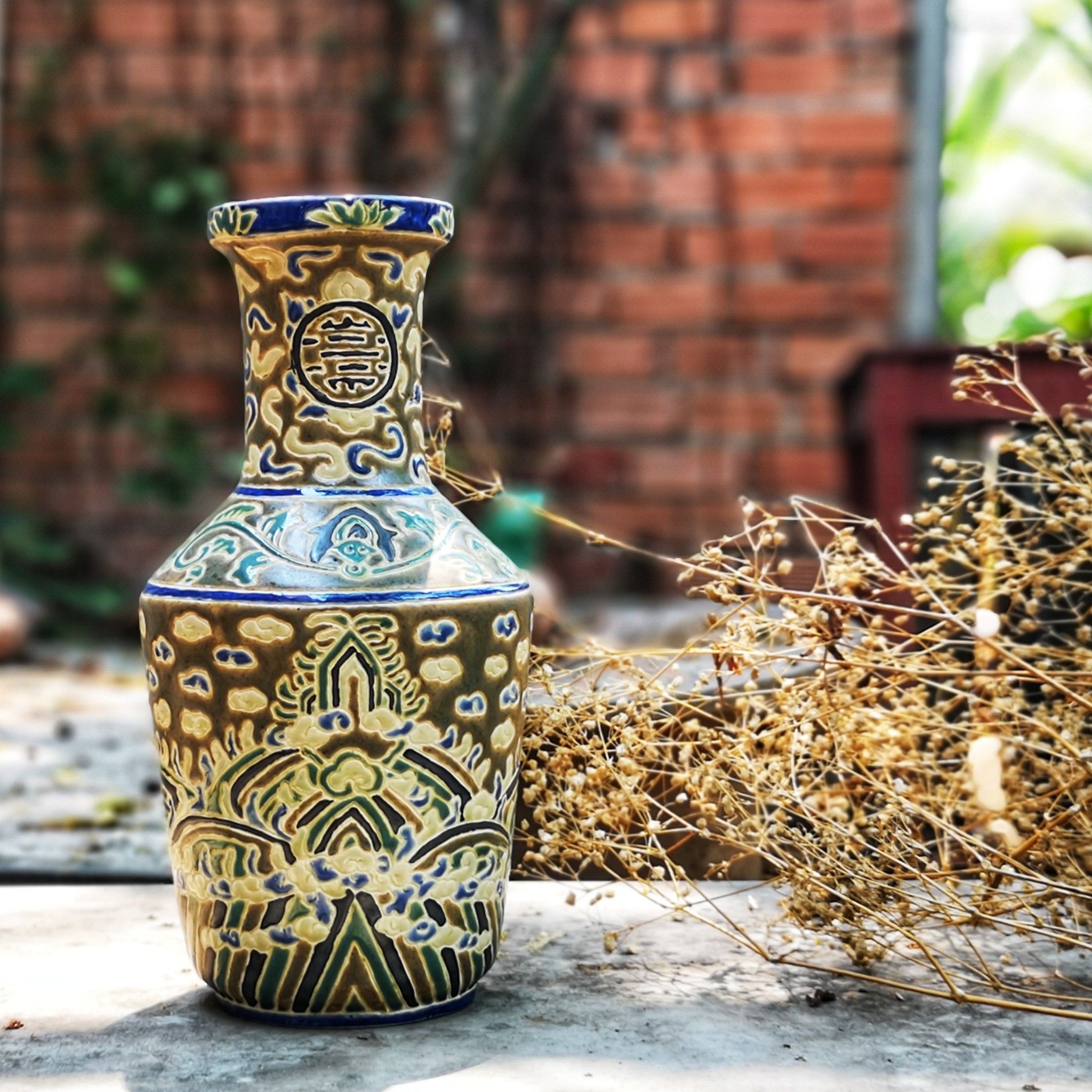 Bình vuốt tay, hoa văn Thủy ba, H25 | H30cm
