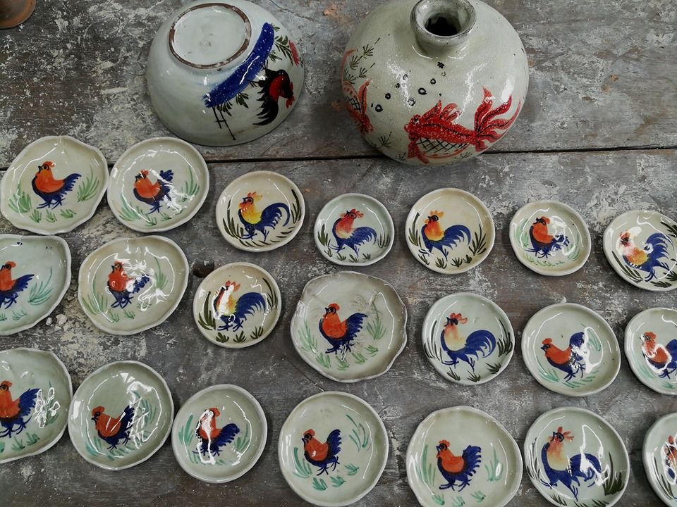 Dĩa vẽ con gà mini, R 7cm