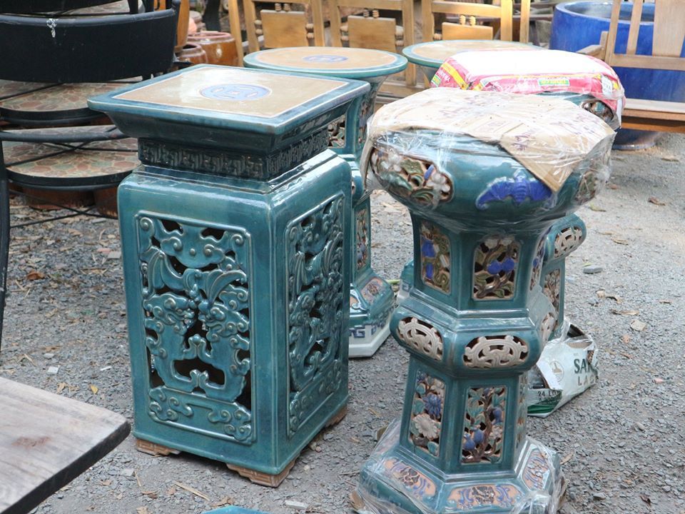 Đôn vuông xanh đồng | C75 x R40cm- 0105v3l031