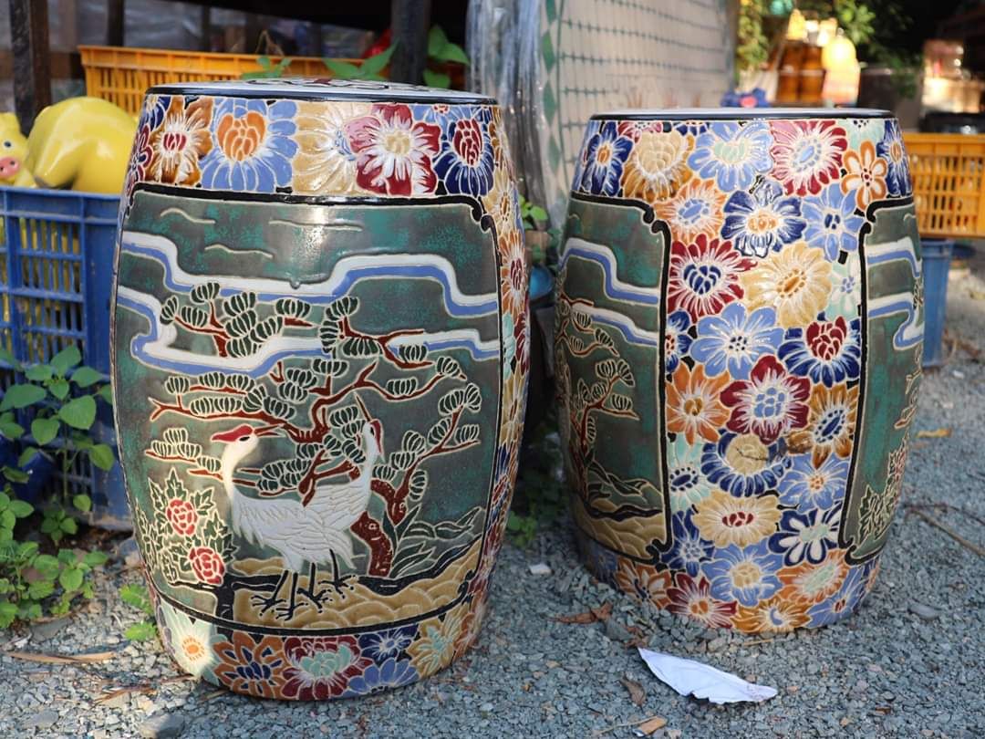 Đôn mỹ nghệ Tùng Hạc bách hoa, có tay cầm, C50 x R30cm