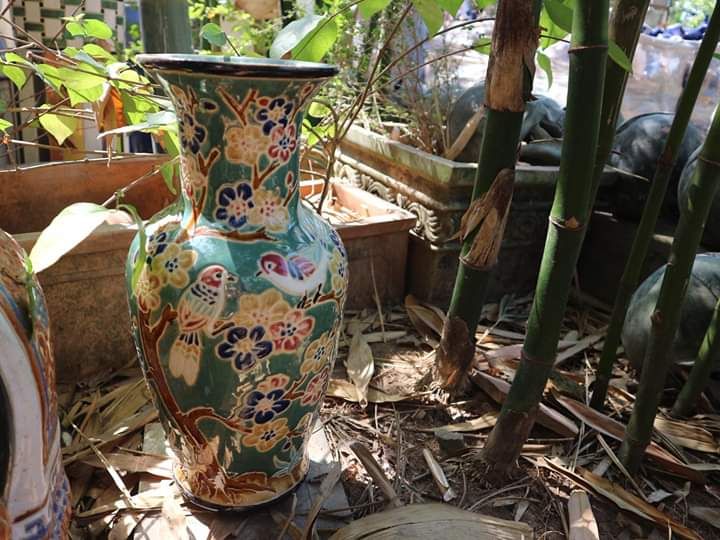 Bình mai điểu xanh đồng, C40 x R20cm