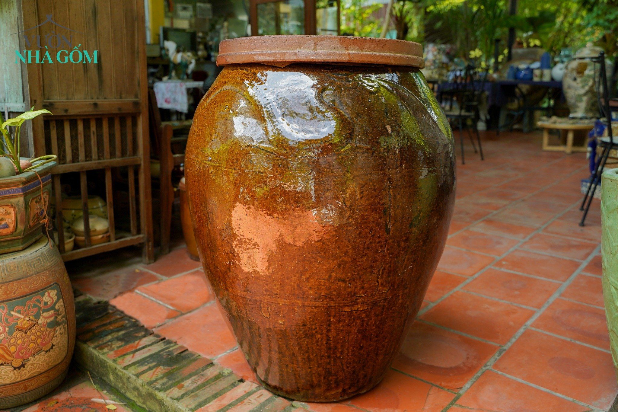 Lu kiệu rồng size lớn đựng nước và trang trí phong cách Nam bộ, C90 x R45cm- 0718r3l062