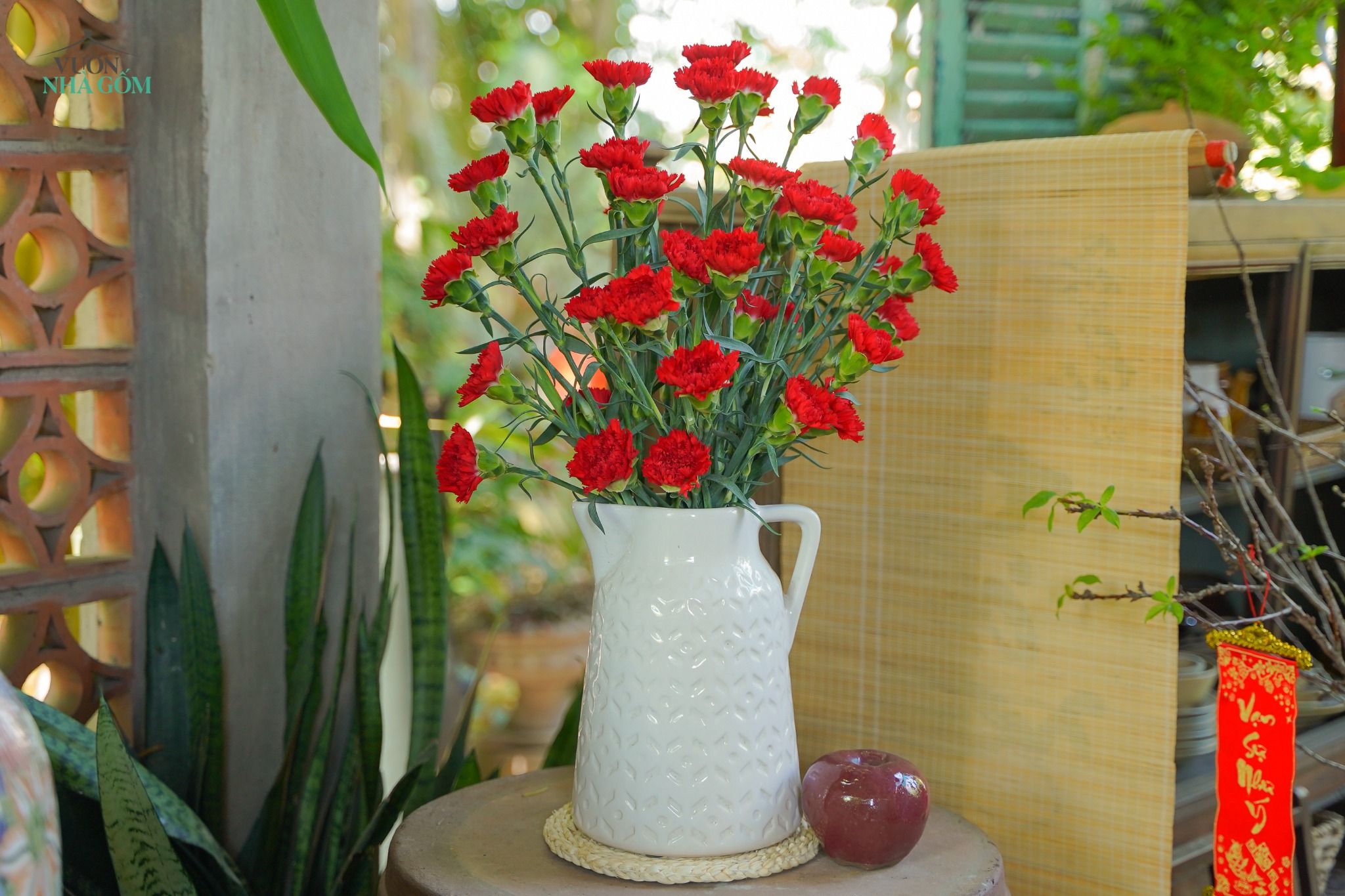 Bình Ca sữa trắng cắm hoa trang trí, bình cắm hoa gốm Nam Bộ, D20xR18xC27cm