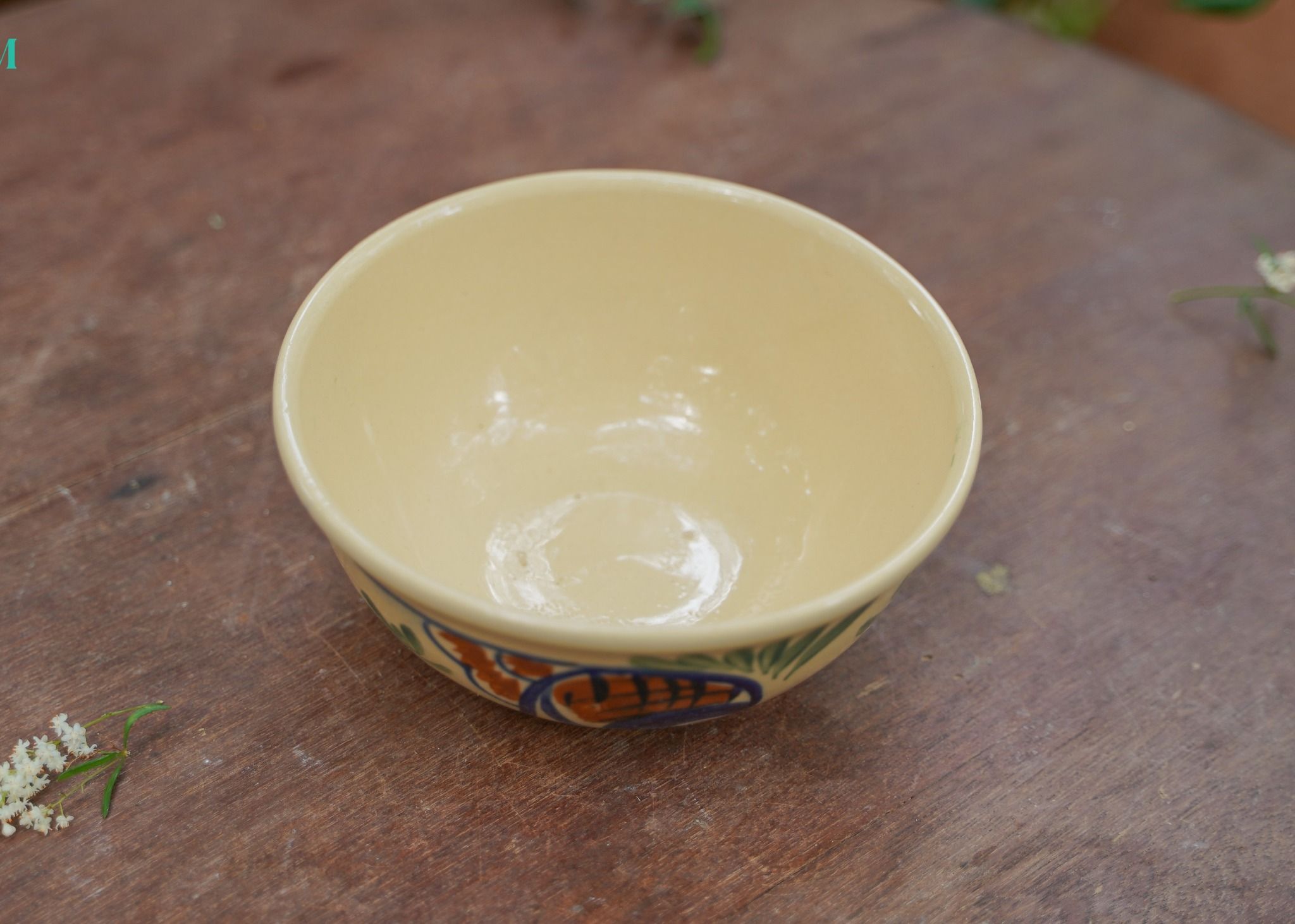 Tô cơm nhỏ vẽ cá viền xanh, chén bát Lái Thiêu, R14xC6