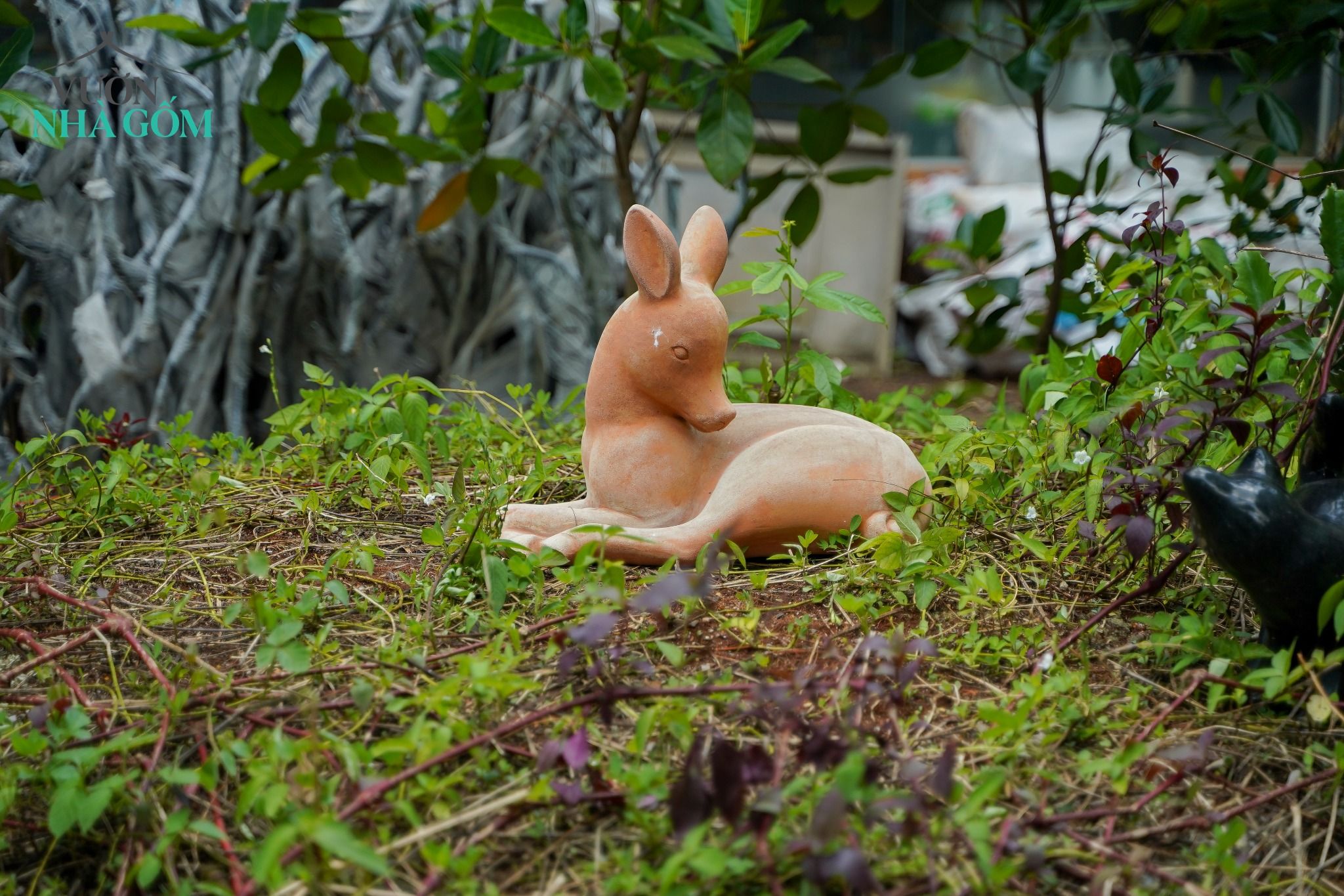 Tượng nai Bambi, gốm đất nung lò trấu, gốm Nam Bộ, C48xD39 cm