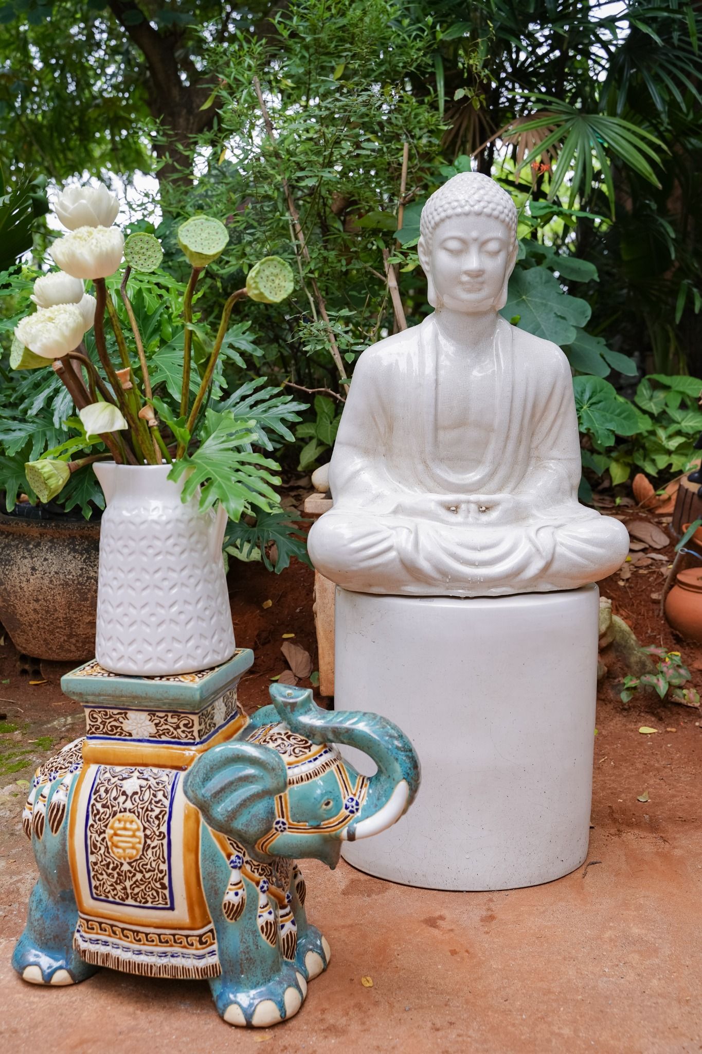 Bình Ca sữa trắng cắm hoa trang trí, bình cắm hoa gốm Nam Bộ, D20xR18xC27cm