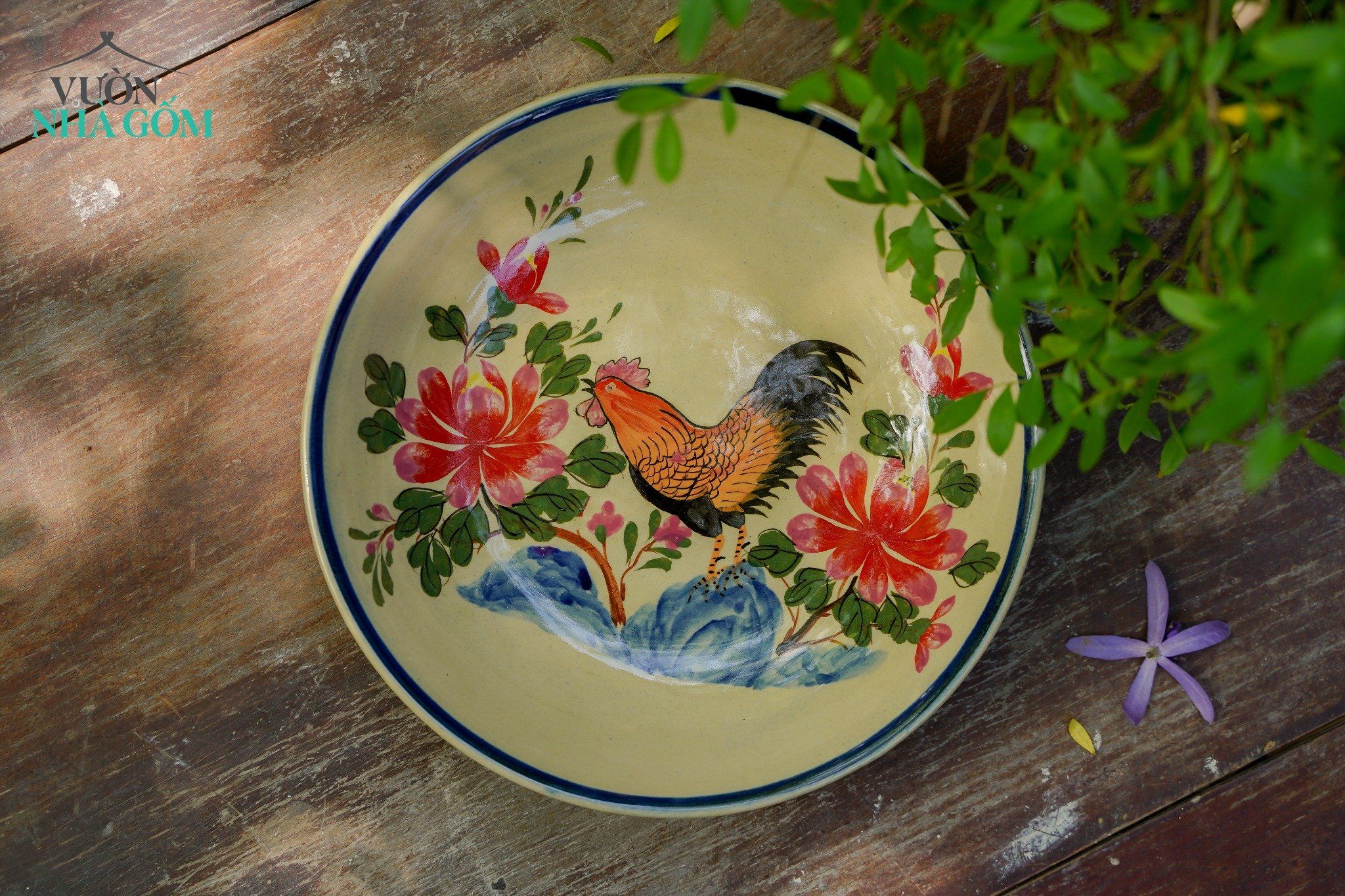 Bộ sưu tập dĩa hảo mới Xuân và Sắc Màu, vẽ tay thủ công, gốm Thủ Biên, R20 cm
