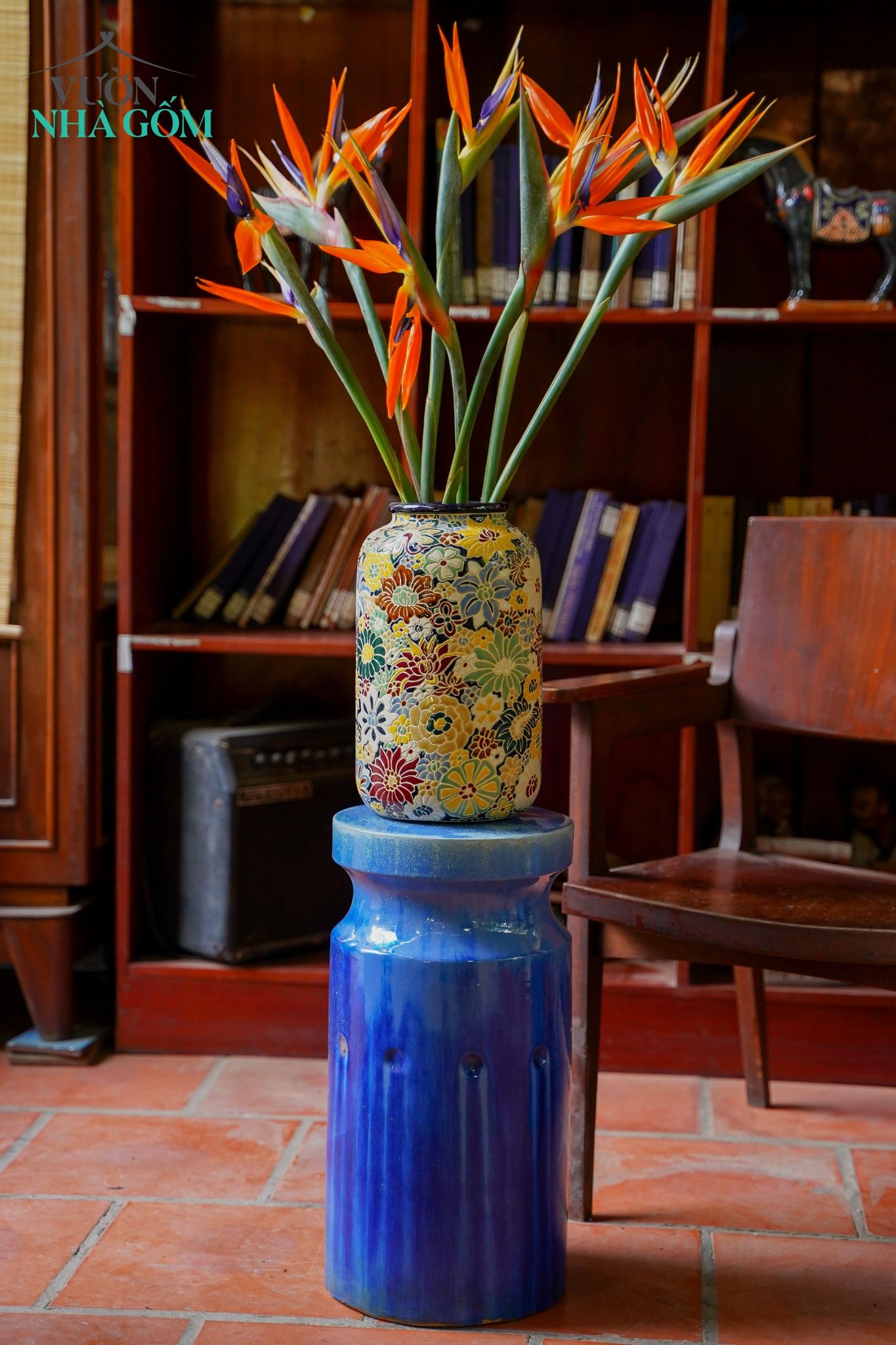 Đôn Nút kê bình hoa, đặt sách, chậu cây, Gốm Nam Bộ, R23 x C45cm- SP001438