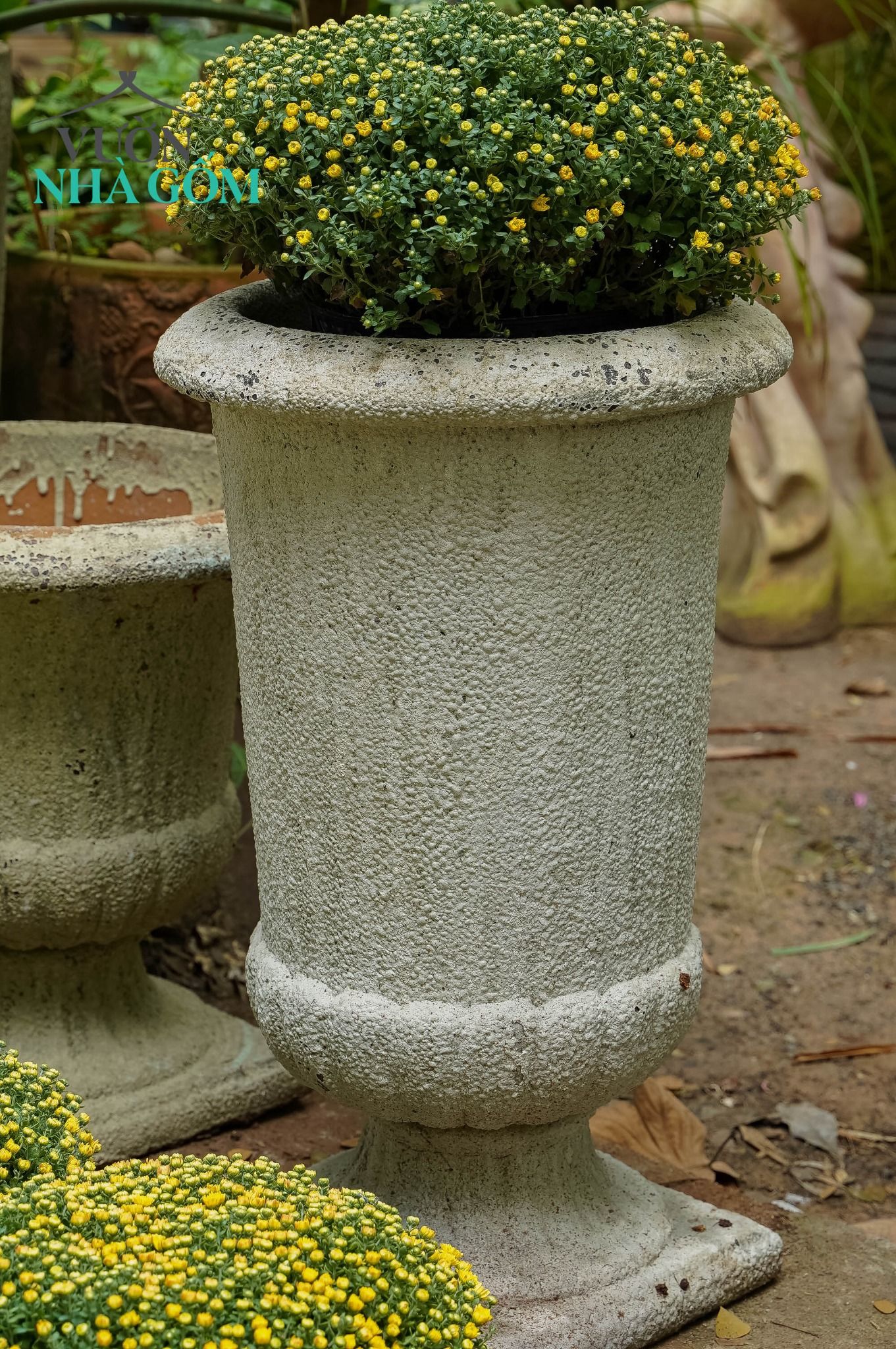 Chậu cúp men sôi cao, chậu men trồng cây, gốm Nam Bộ, C76xR48 cm- SP001421