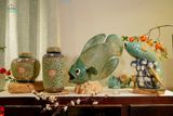  Cá Tai Tượng lọng xanh đồng, trang trí lọng đèn, gốm thủ công mỹ nghệ Nam Bộ, C48xD45 cm 