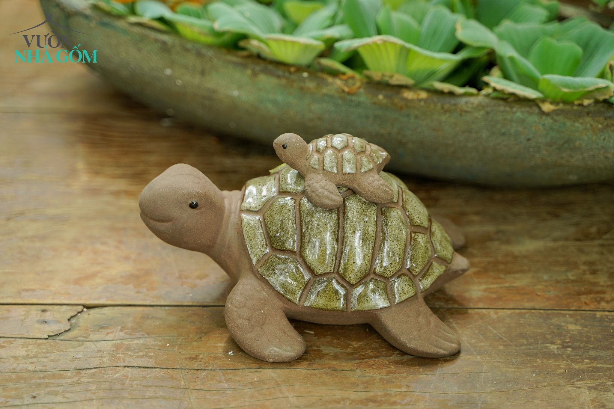 Rùa cõng lớn, gốm Nam Bộ, H15 cm