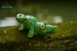  Cá sấu nhỏ xanh lá, gốm Nam Bộ, D15 cm 