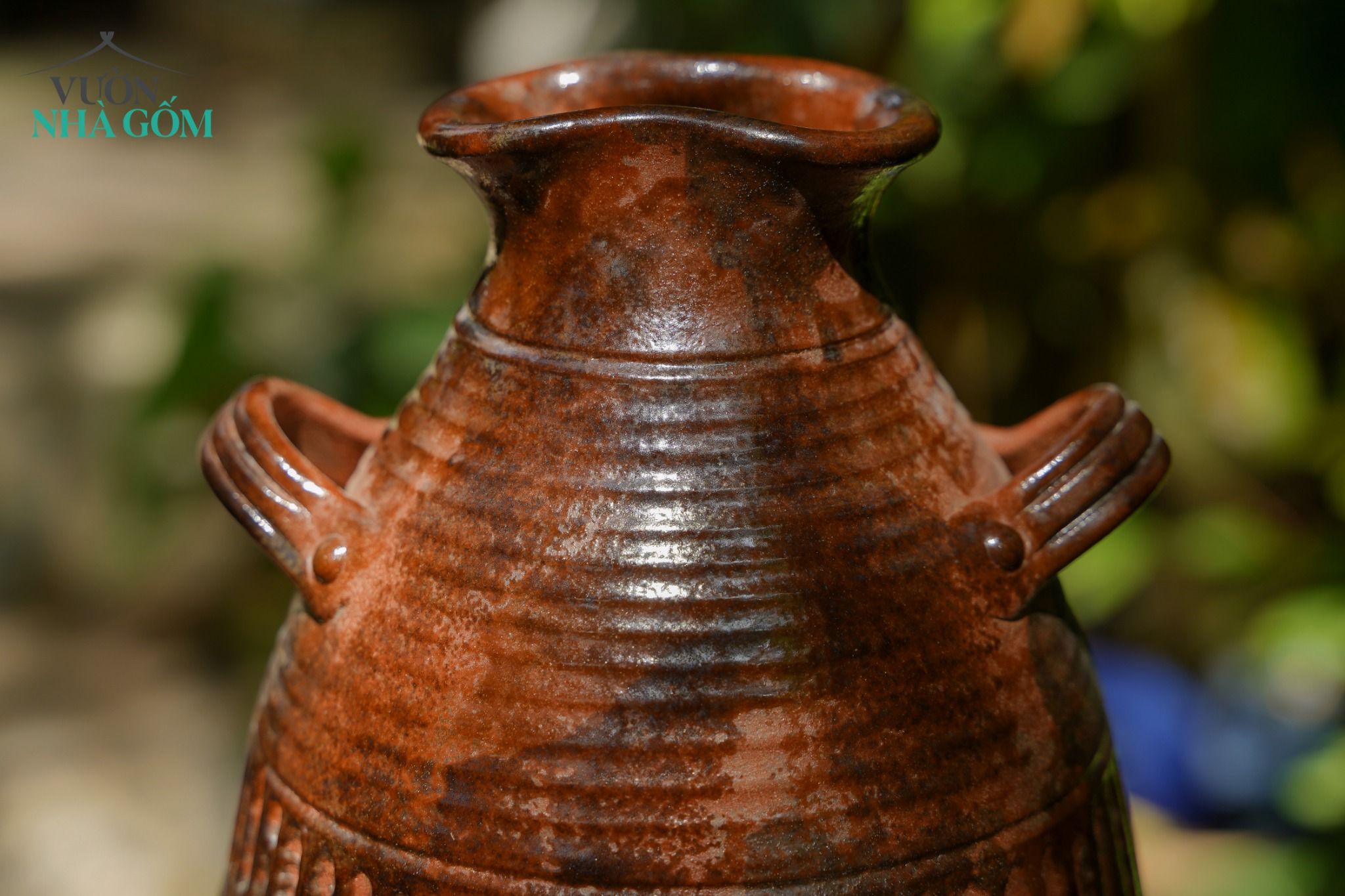 Bình gốm độc bản, nghệ nhân June, Xưởng Thủ Biên, H30cm