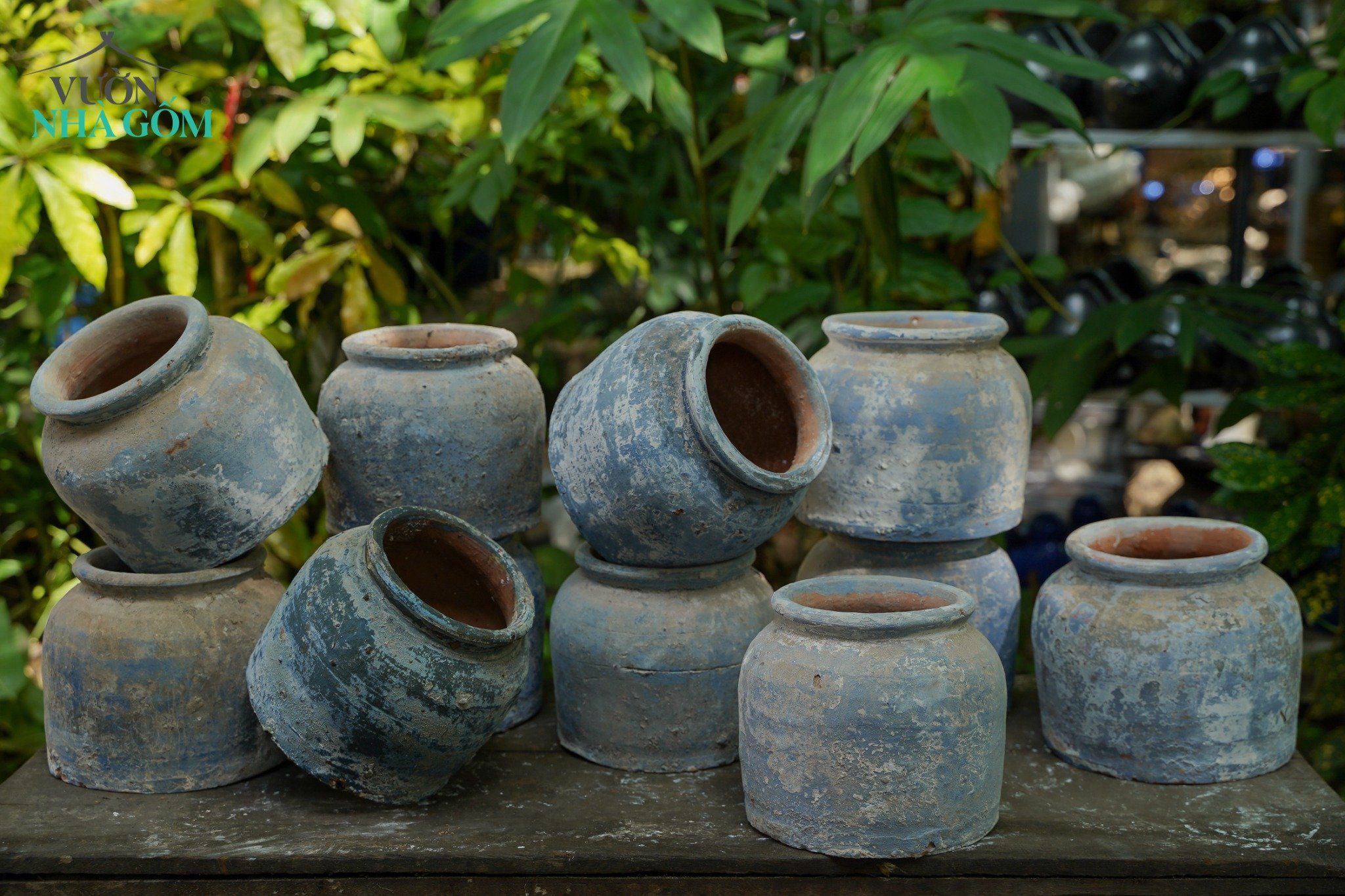 Bình cắm hoa khô, chậu trồng cây, gốm decor Giáng sinh, miệng đứng, C17xR14cm