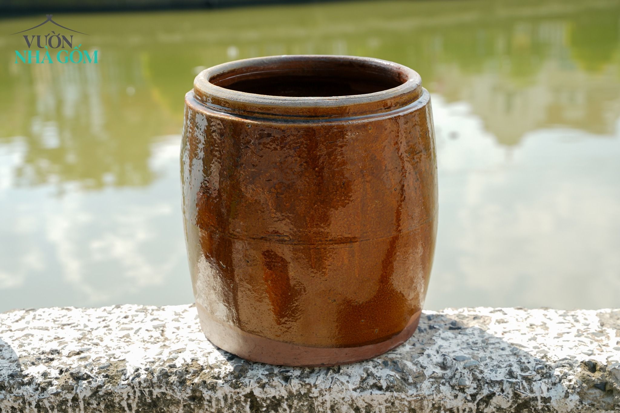  Khạp nước, size tư, C40xR37cm, gốm Lái Thiêu Nam Bộ 