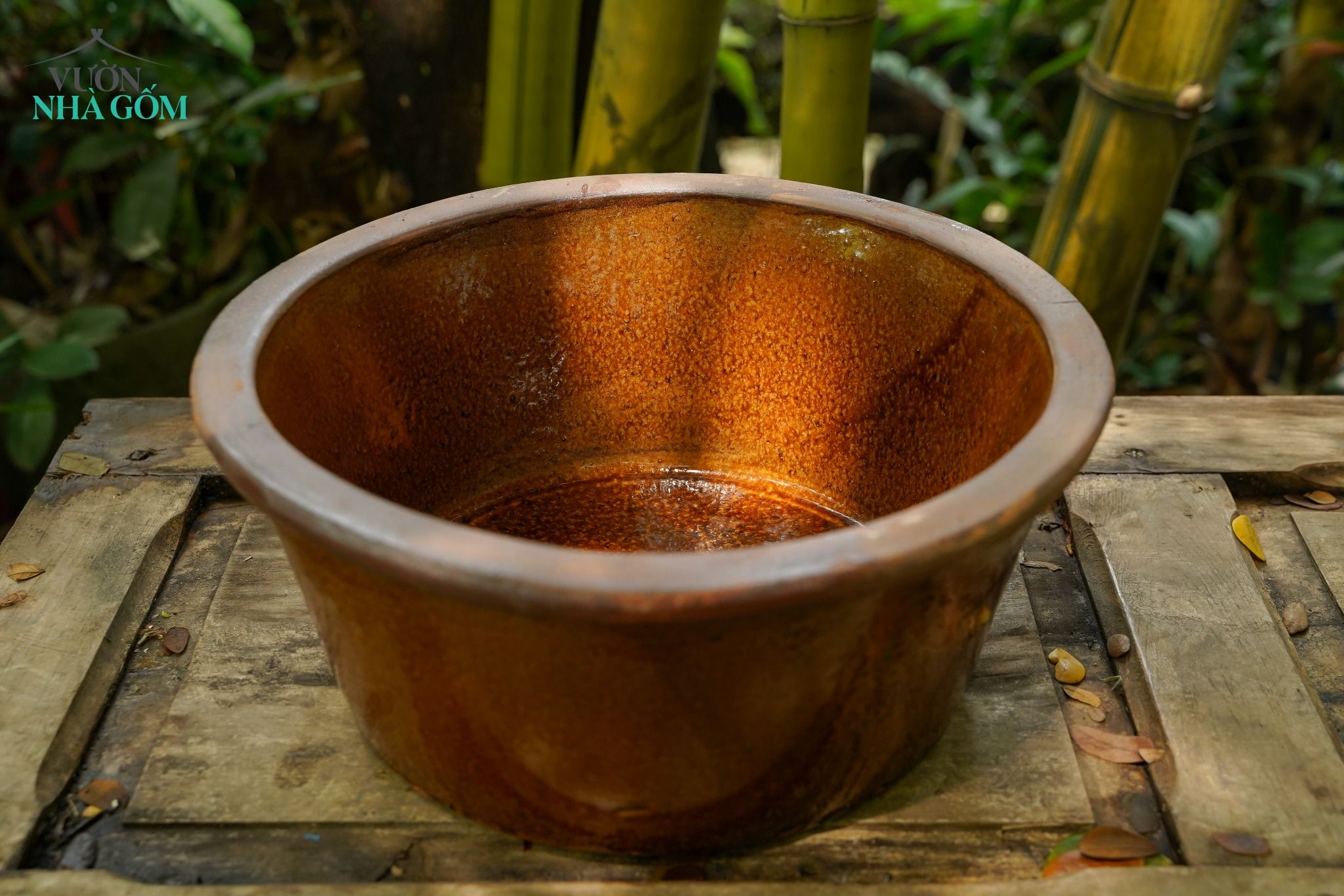 Vịm gốm Lái Thiêu, men da lươn, rửa mặt, rửa tay, ngâm chân, chứa nước, size nhỏ, C10 x R26cm