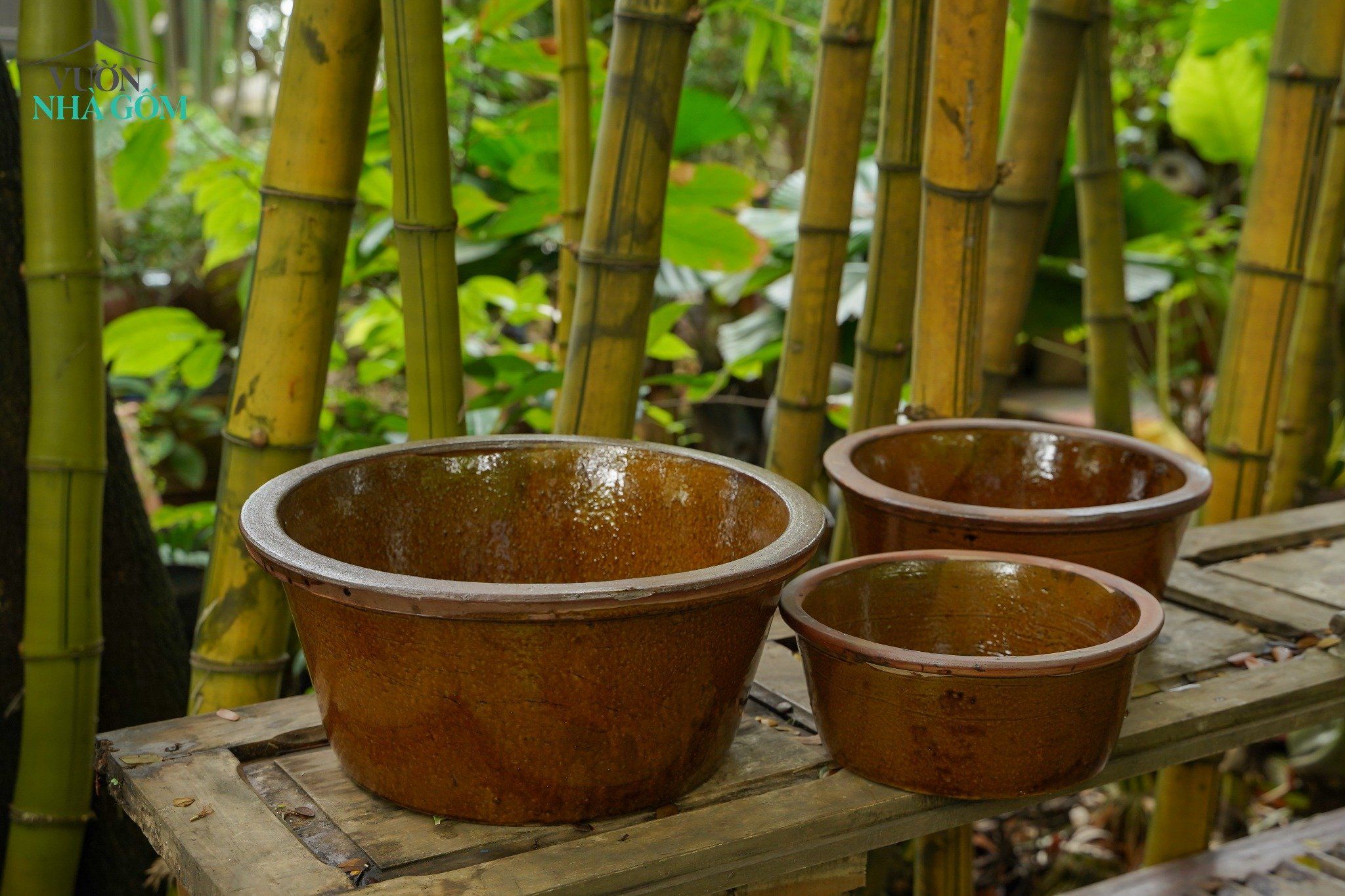 Vịm gốm Lái Thiêu, men da lươn, rửa mặt, rửa tay, ngâm chân, chứa nước, size lớn, C15xR39cm