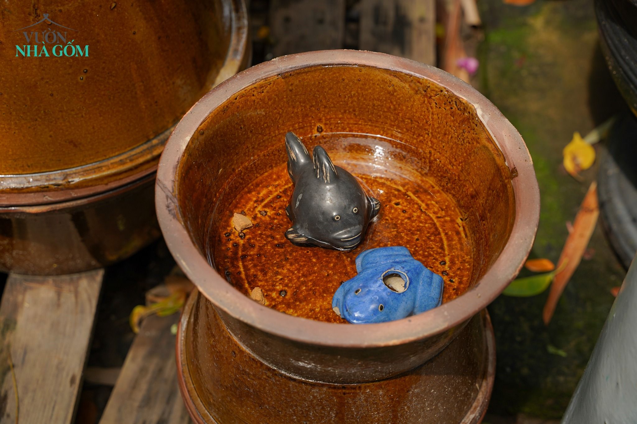 Vịm gốm Lái Thiêu, men da lươn, rửa mặt, rửa tay, ngâm chân, chứa nước, size nhỏ, C10 x R26cm