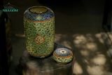  Bình bí lọng xanh đồng dáng trụ, lọng đèn trang trí, gốm thủ công Nam Bộ, C28cm 