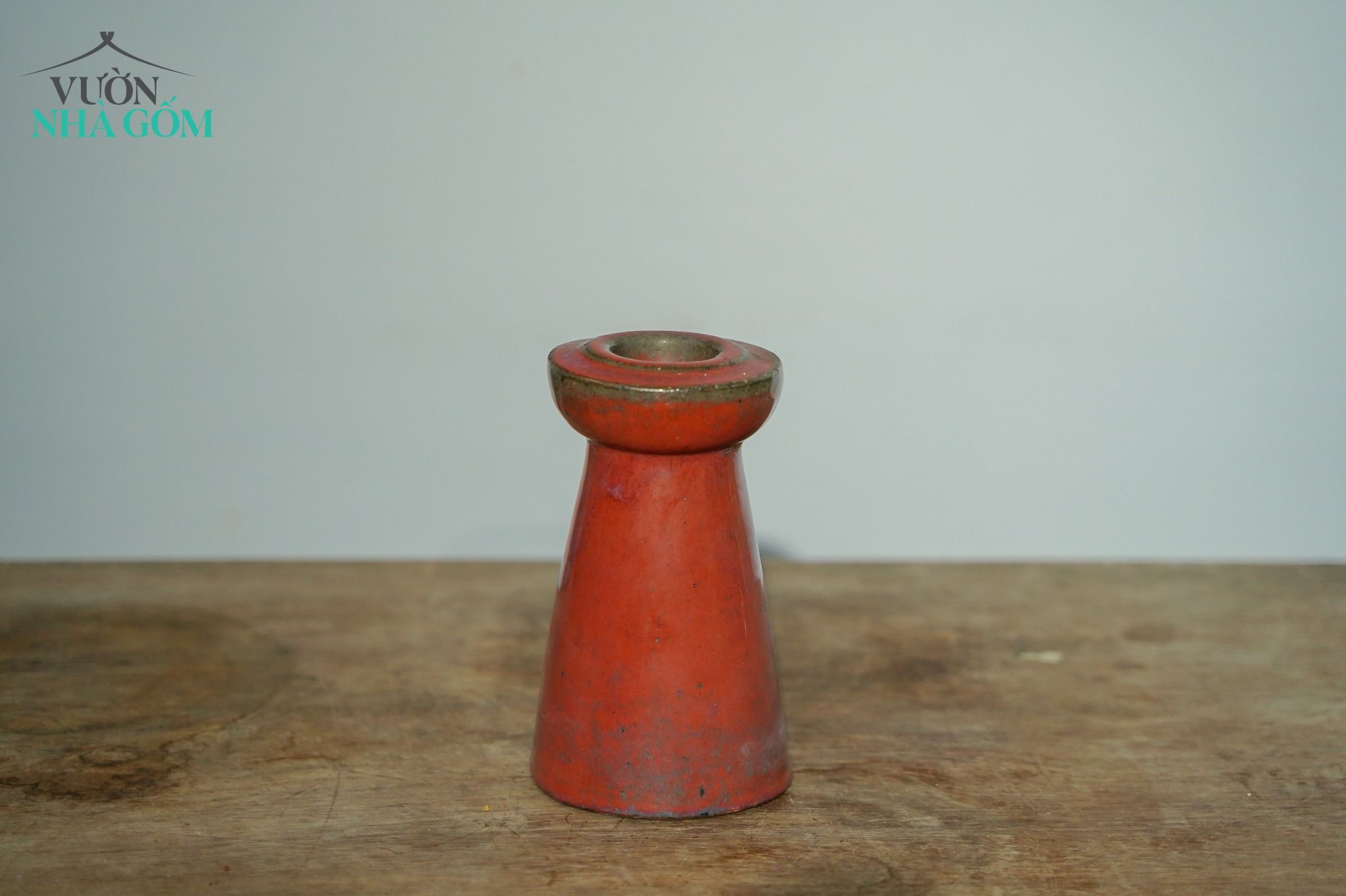  Chân đèn cầy hình nấm (C16xR9), gốm Nam Bộ 