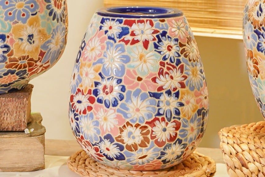 Bình bầu bách hoa nhỏ, gốm mỹ nghệ Nam Bộ, C22 x R20cm- SP000167