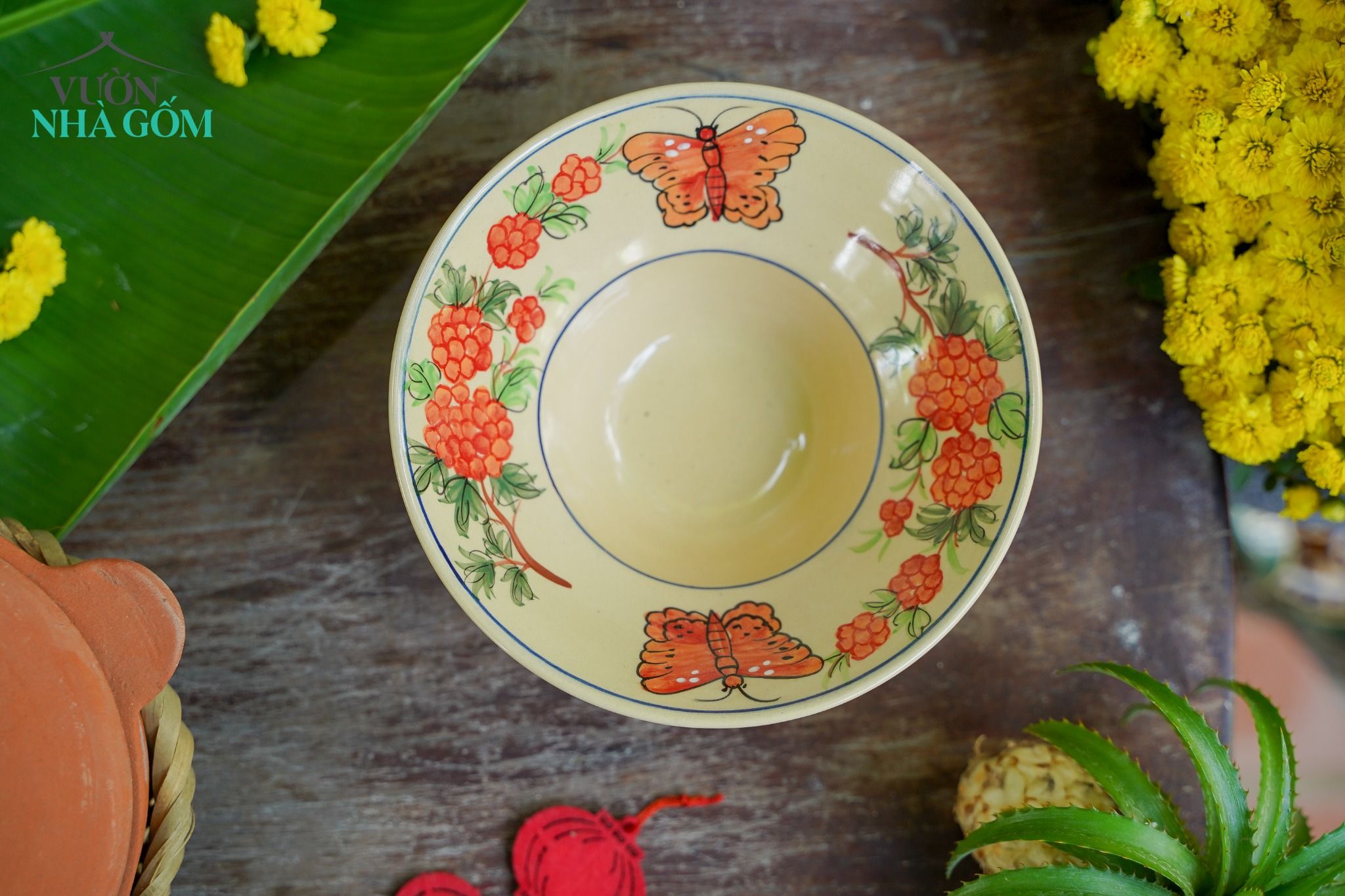 Chén chiết yêu - BST Xuân Niên, sản phẩm thủ công đặt sản xuất tại Xưởng gốm Thủ Biên - Vườn Nhà Gốm