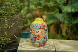  Bình cắm hoa, họa tiết khắc chìm Bách Hoa, C14xR8, gốm mỹ nghệ 
