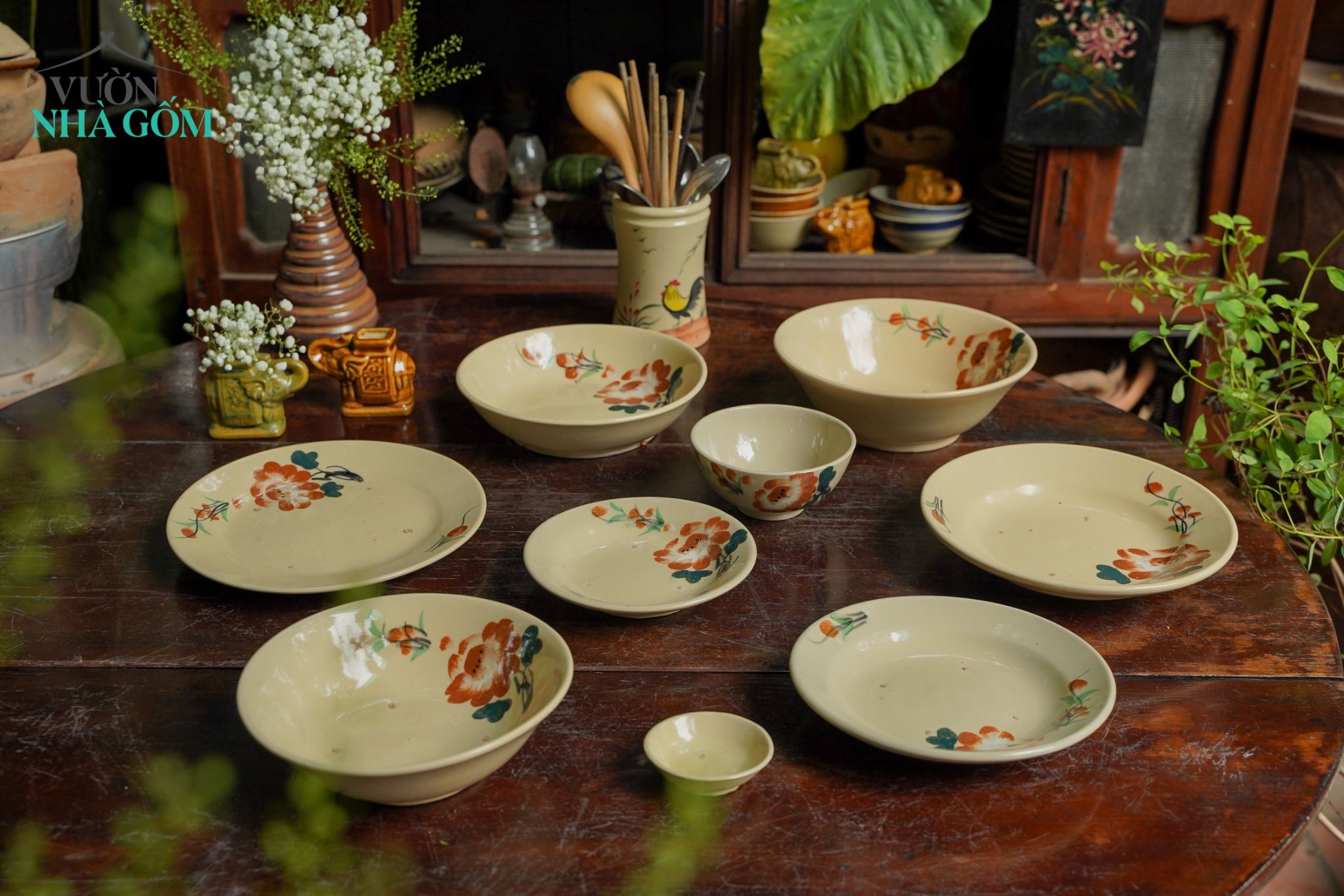 Tô cơm bông nâu nhỏ, vẽ tay thủ công, R14xC6- SP002835