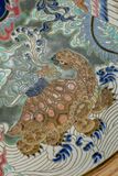  ĐÃ CÓ KHÁCH HÀNG SỞ HỮU | Đĩa mỹ nghệ khắc thủ công đề tài Tứ Linh men nâu vàng, gốm thủ công Nam Bộ, R95cm 