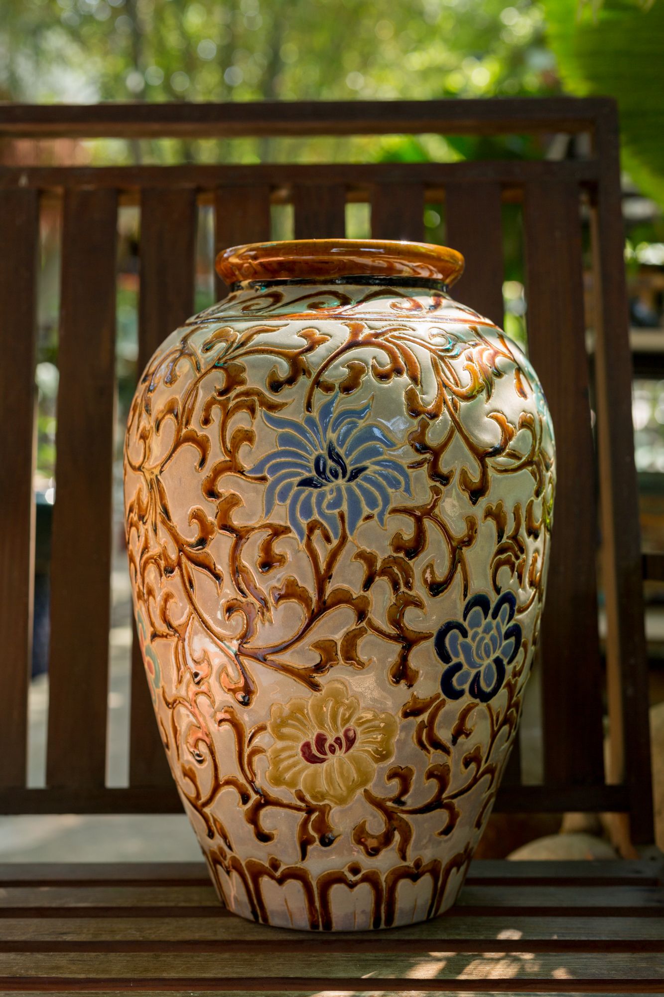 Ché dây lá nâu lớn, gốm thủ công mỹ nghệ Nam Bộ, C40 x R25cm - SP000166