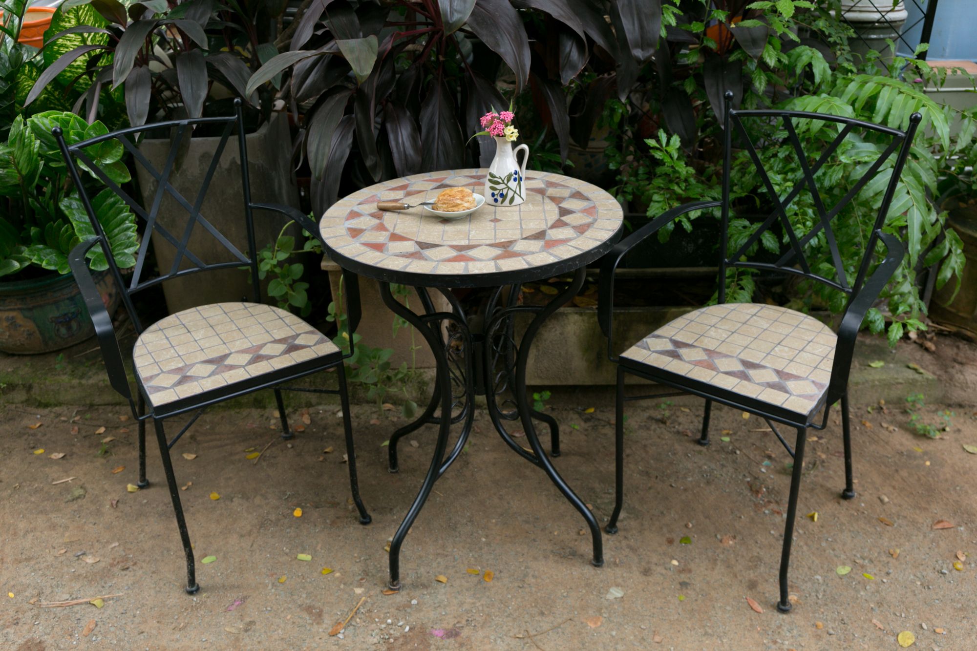 Mosaic hiện đại, bàn ghép gốm họa tiết cửa sổ, D60cm