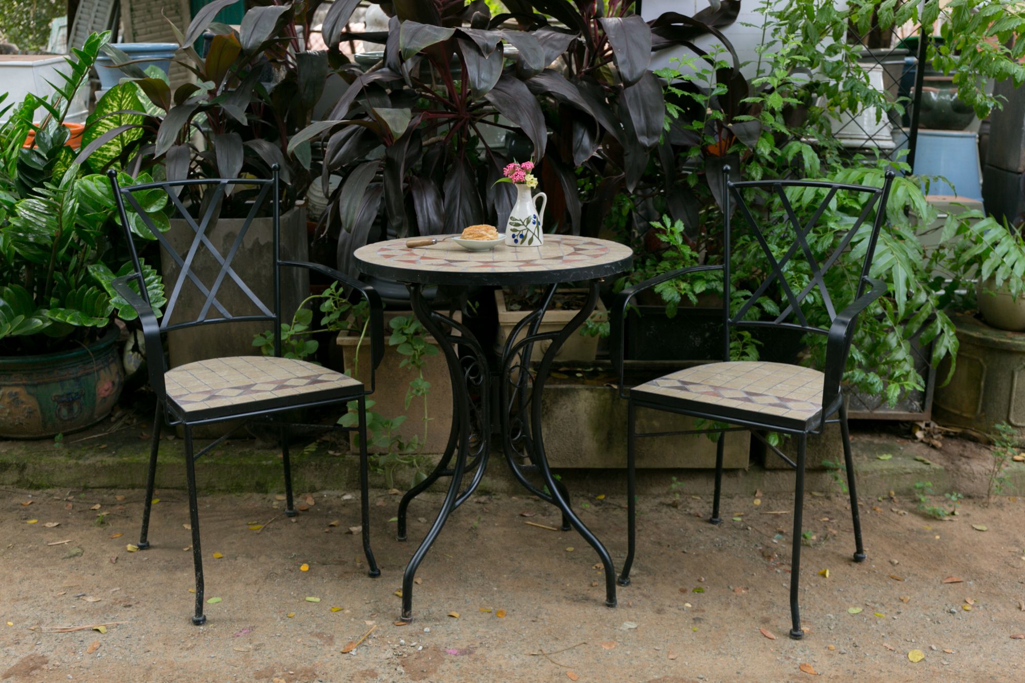 Mosaic hiện đại, bàn ghép gốm họa tiết cửa sổ, D60cm