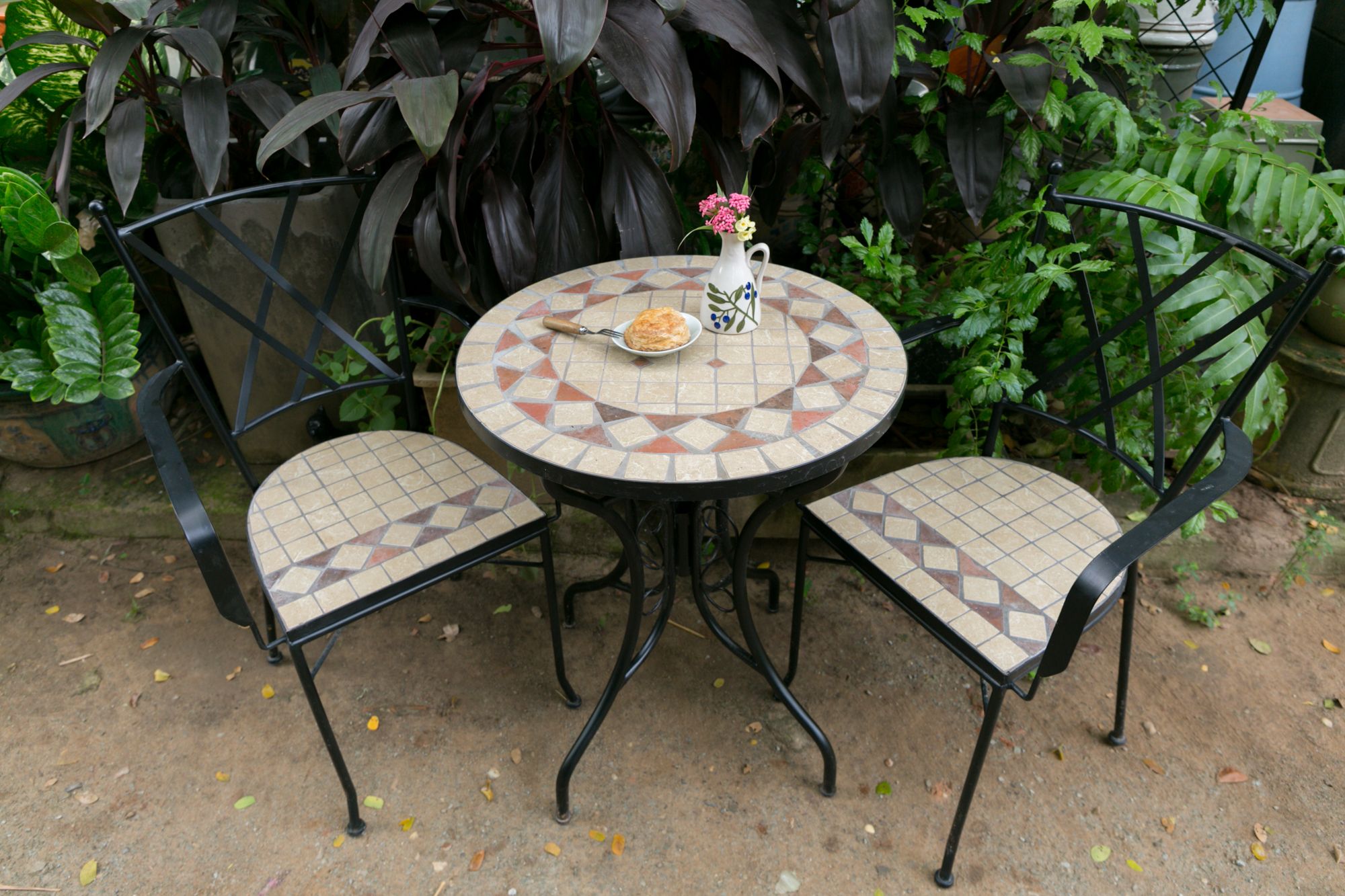 Mosaic hiện đại, bàn ghép gốm họa tiết cửa sổ, D60cm