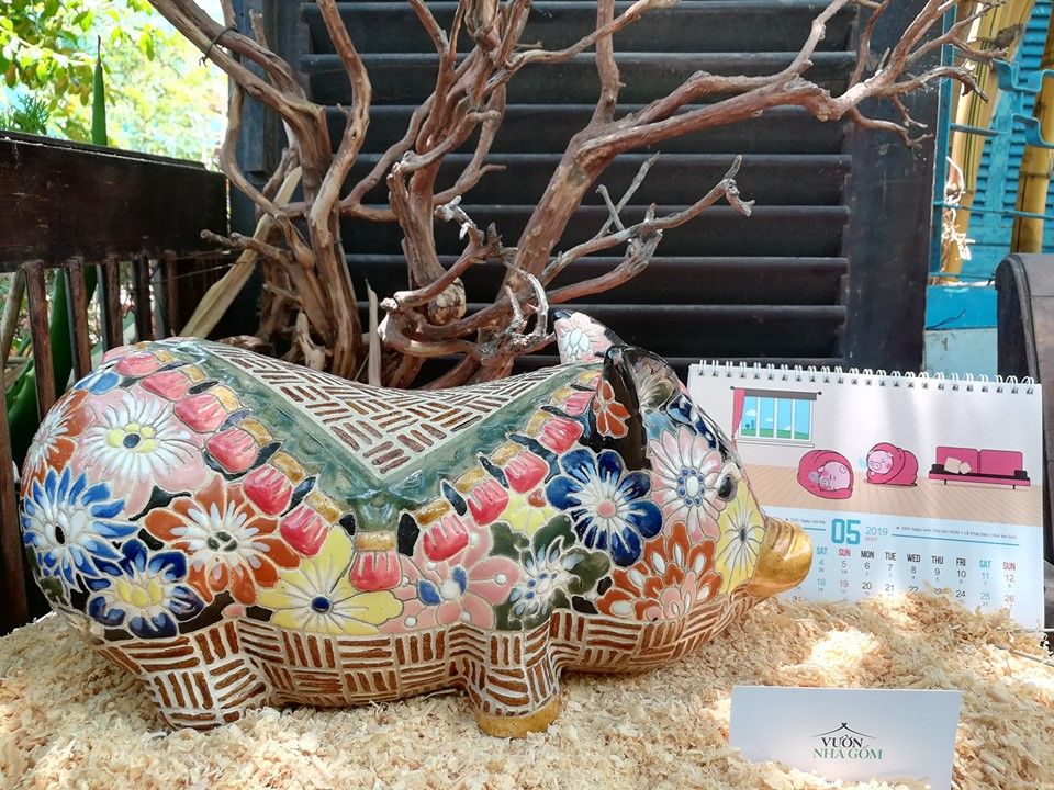 Heo giỏ, bách hoa, lớn, D 32cm
