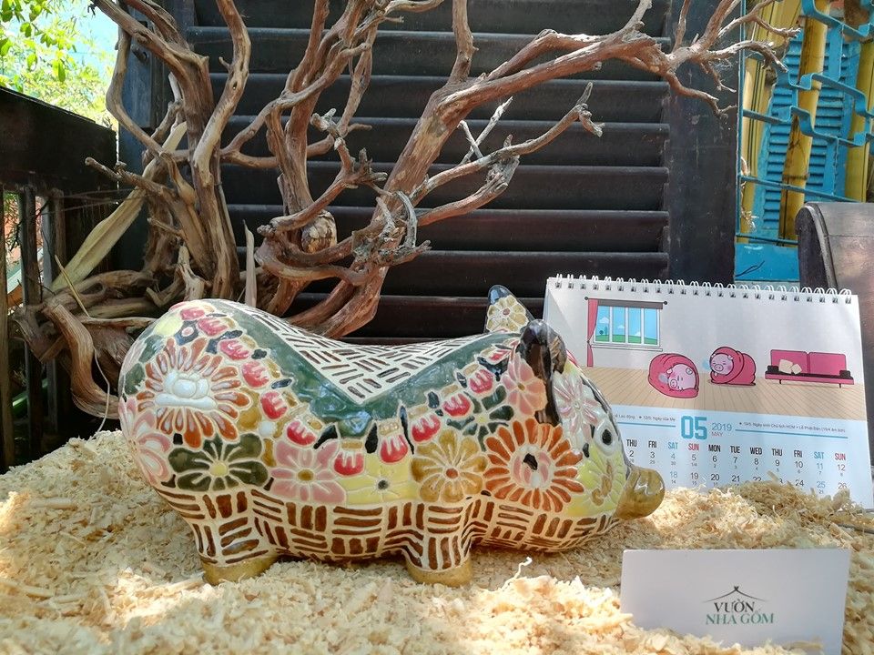 Heo giỏ, bách hoa, nhỏ, D 27cm